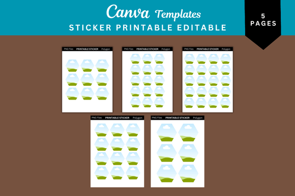 5 Polygon Sticker Printable Templates for Modern Design