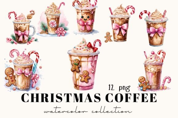 Christmas Ice Coffee & Christmas Drinks: A Watercolor Artistic Touch