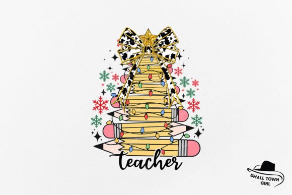 Christmas Pencil Tree Teacher Cowhide: A Festive Design Asset