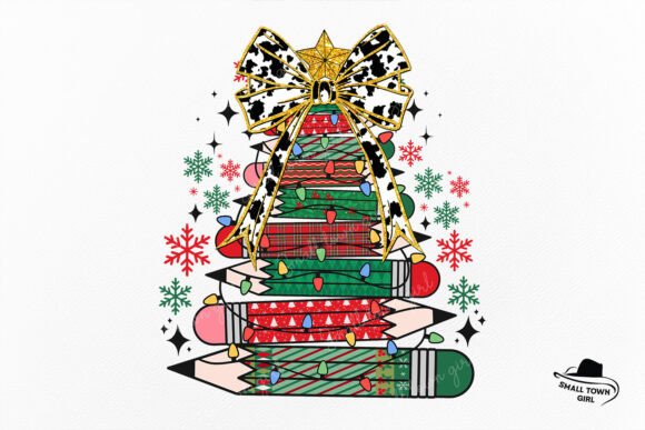 Christmas Teacher Pencil Bow Custom Name: Festive Clipart