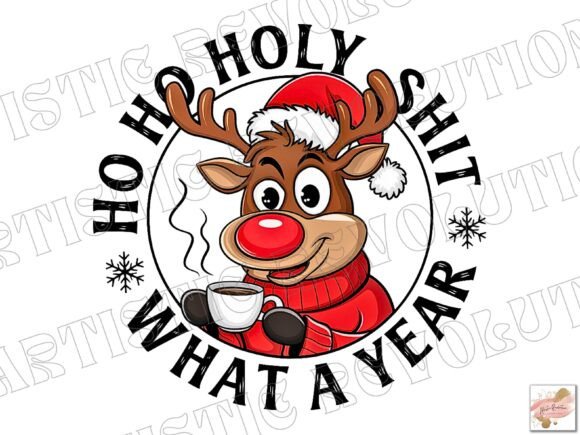 Funny Christmas PNG: Cute Reindeer Design for Holiday Projects