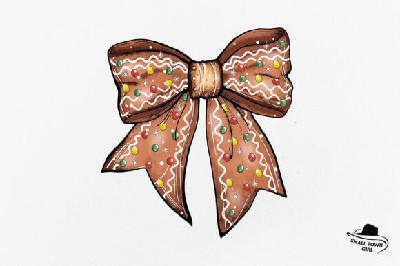 Gingerbread Bow Christmas Coquette PNG: Festive Charm for Your Designs
