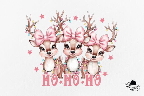 Ho Ho Ho Reindeer Bow Pink Christmas Kid: Festive Fun for Your Designs