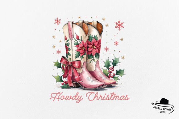 Howdy Christmas Bow Pink Western Boots: Festive Flair