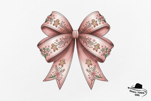Pink Christmas Coquette Bow Gingerbread: Sweet Festive Design