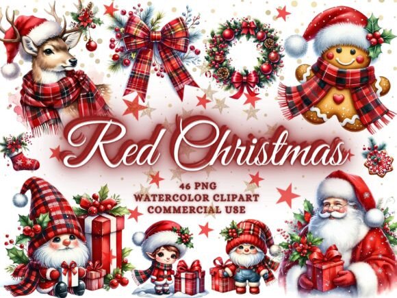 Red Christmas Clipart Bundle: Elevate Your Holiday Projects